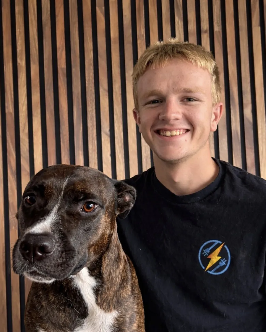 Hayden from Borrow Electrical with his dog